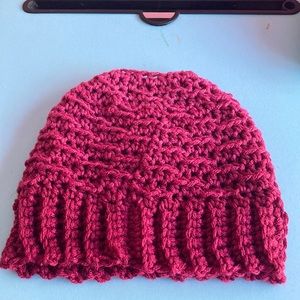 Hand crochet ponytail hat